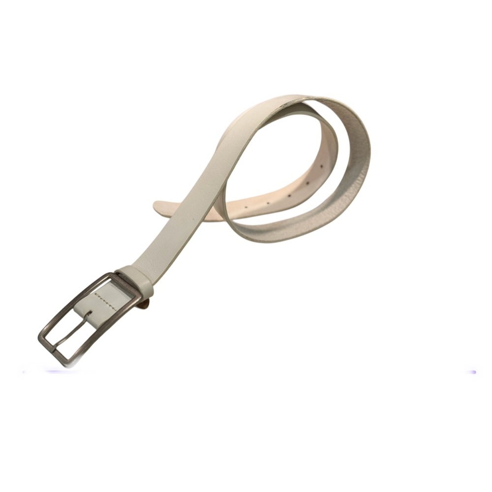 Faux White Leather Belt Silver Buckle—see what’s inside